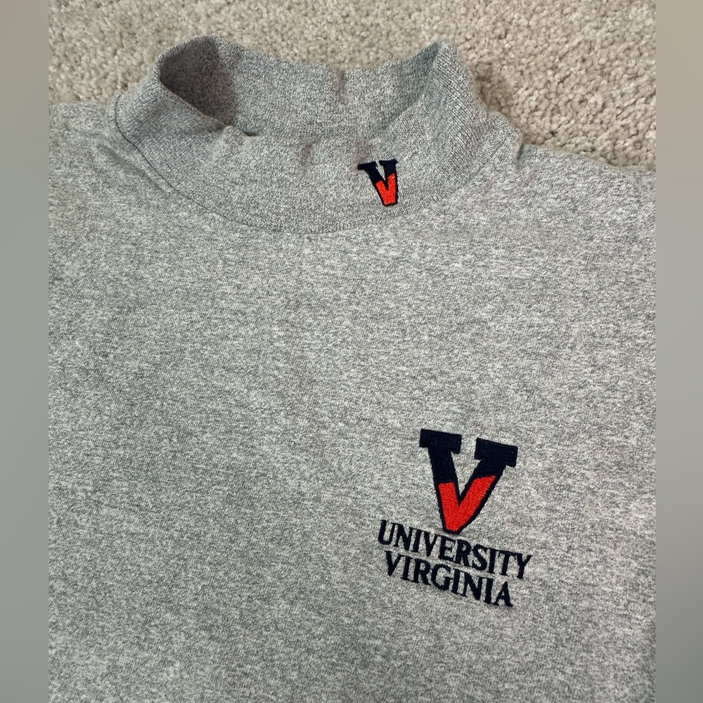 Vintage Virginia University Men’s Medium Gray Long Sleeve Turtleneck Shirt USA